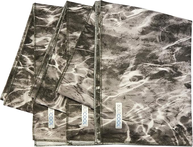 BUILTCOOL Adult Cooling Towel - Men & Women Chilly, Lightweight, Soft, Neck and Face Cooling Towel for Sport, Camping, Hunting, One Size, Mossy Oak Manta Elements, 3 Pack