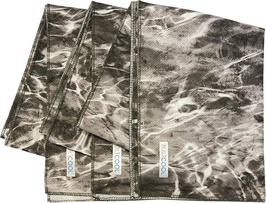 BUILTCOOL Adult Cooling Towel - Men & Women Chilly, Lightweight, Soft, Neck and Face Cooling Towel for Sport, Camping, Hunting, One Size, Mossy Oak Manta Elements, 3 Pack