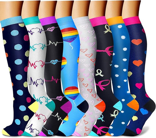 Compression Socks for Women & Men 15-20 mmHg, Best for Medical, Nursing, Running, Athletic, Varicose Veins, Travel