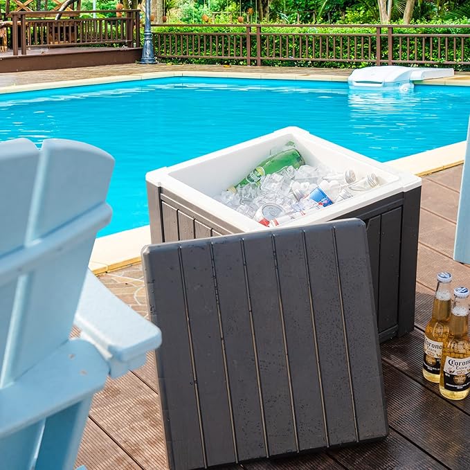 Giantex 10 Gallon 4-in-1 Cooler, Portable Ice Chest with Built-in Handle, Multifunctional Ice Cooler, Cocktail Side Table, Patio Bar Table, Outdoor Stool for Camping, Fishing, Picnic (Black)