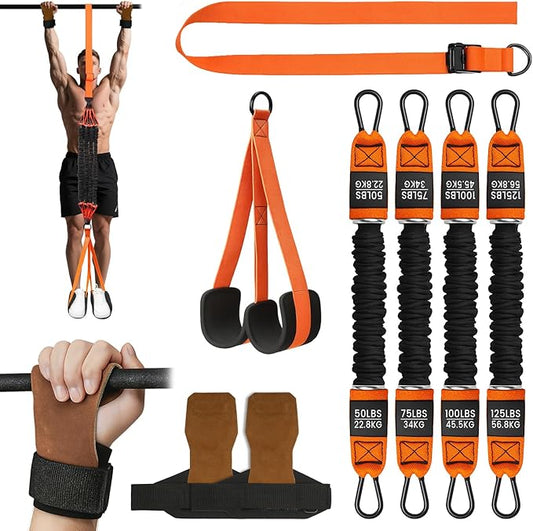 Pull Up Assistance Bands, Adjustable Heavy Duty Resistance Band for Pull Up Bar, Pull Up Assist Bands with Feet Rest for Strength Training, Home Fitness Workout Equipment, Height Adjustable
