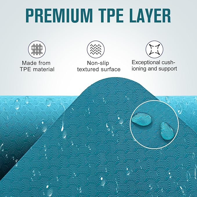 UMINEUX Extra Thick Yoga Mat, 2/5 Inch (10MM), Natural Rubber and TPE Non Slip Yoga Mats with Strap for Women Men, Eco Friendly Exercise Mat for Yoga, Pilates and Home Workout