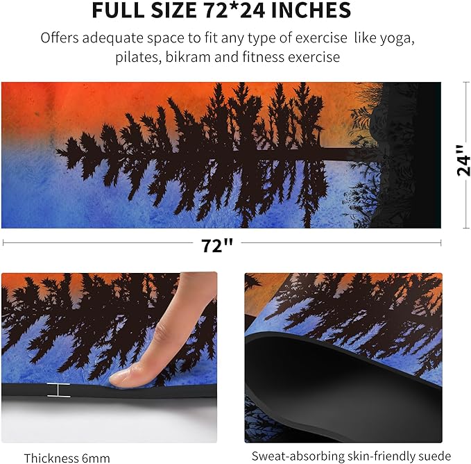 nuveti Yoga Mat Print Extra Thick TPE Non Slip Fitness Exercise Mat with Carrying Bag,72"x24" Extra Thick 6MM Exercise & Workout Mat for Yoga, Pilates Fitness and Floor Exercises