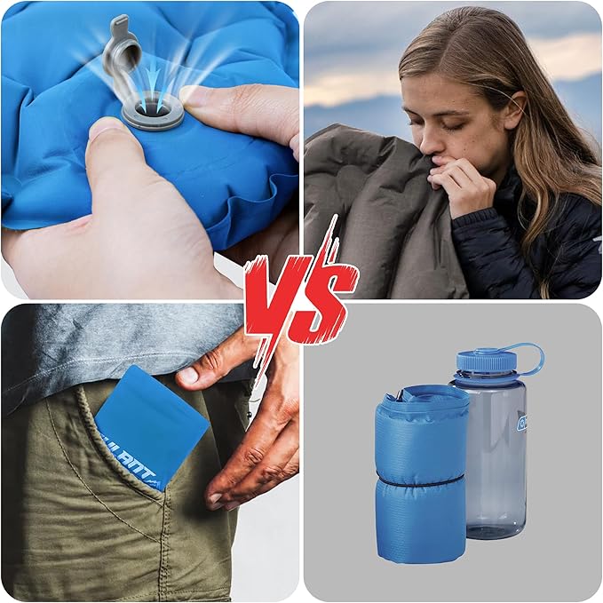 EULANT Inflatable Push-Press Seat Cushion,Lightweight Camping Air Sitting Pad,Portable Travel Air Cushion for Stadium Seat,Bleacher,Hiking,Climbing,Office,Airplane Car, Upgraded-blue