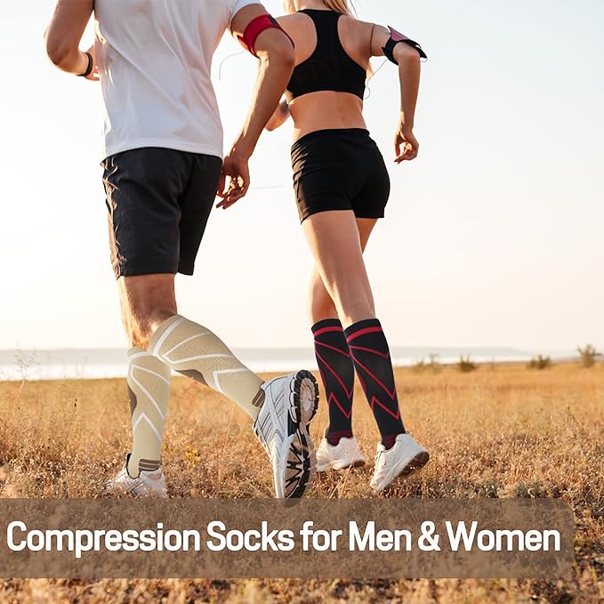 Compression Socks for Men & Women 20-30 mmHg Knee High -Best Support for Medical, Athletic, Sports, Travel (1/2Pairs)