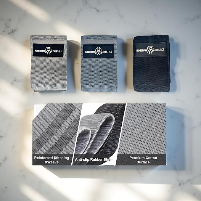 Fabric Resistance Bands, Non-Slip Hip Circle Bands for Glute Workouts, Yoga, Set of 3 with mesh Carrying Bag. (Light, Medium, Heavy)