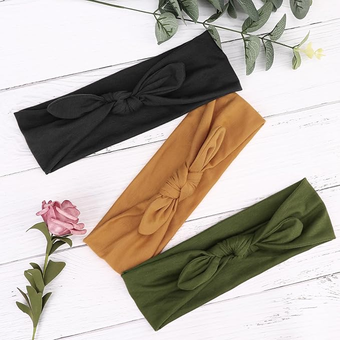 DRESHOW 8 Pack Bow Headbands for Women Girls Elastic Headwraps Knotted Headband Rabbit Ears Turban Non-Slip Sport Cute Hair Accessories