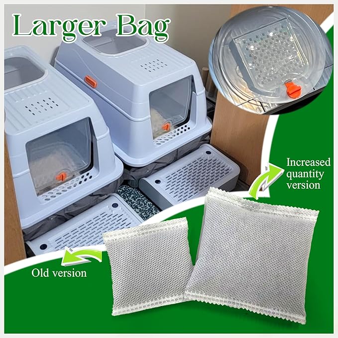 12 * 43g Larger Bag Activated Charcoal Odor Absorber Bags for Stainless Steel Litter Box with Lid, Natural Coconut shell Charcoal Bags, Absorb Odors/Control Damp from Pets/Keep Home Fresh