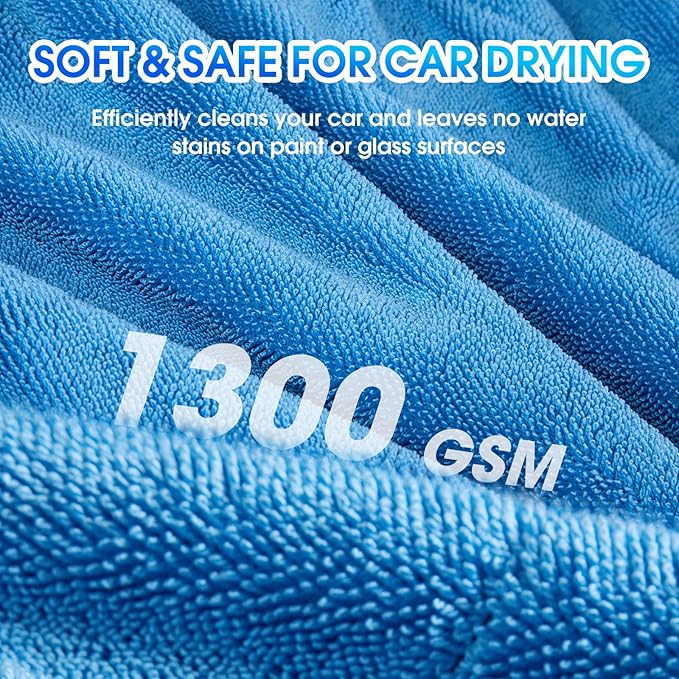 Car Drying Towel,48"x24" Extra Large Twisted-Loop Car Detailing Towel,1300GSM Super Absorbent, Streak Free Microfiber Cleaning Cloth for Cars, Trucks,Full-Sized SUVs