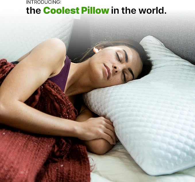 GhostBed Firm Cooling Memory Foam Pillows - Standard Size Pillow, Ventilated with Washable Cover - Ideal Bed Pillows for Stomach, Back, and Side Sleepers - Premium Cooling Pillow, Firm Pillow