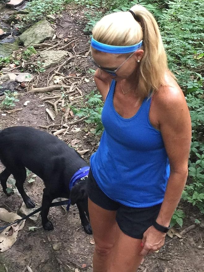 Sweaty Bands Womens Girls Headband - Non-Slip Velvet-Lined Athletic Hairband - Watercolors Blue 1-Inch