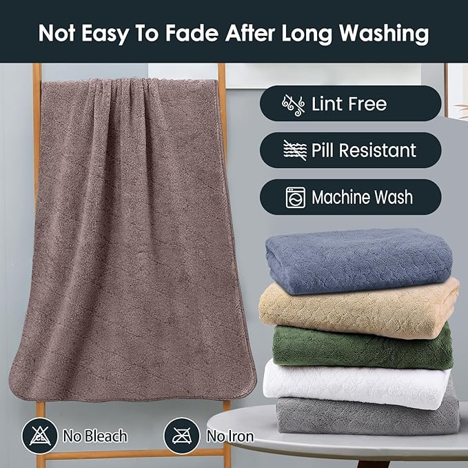 JML Microfiber Bath Towels, Oversized, Ultra Soft, Super Absorbent and Fast Drying, No Fading Large Bathroom Towel Set for Sport, Travel, Fitness (Coral Fleece - Chocolate, 30 in x 60 in)
