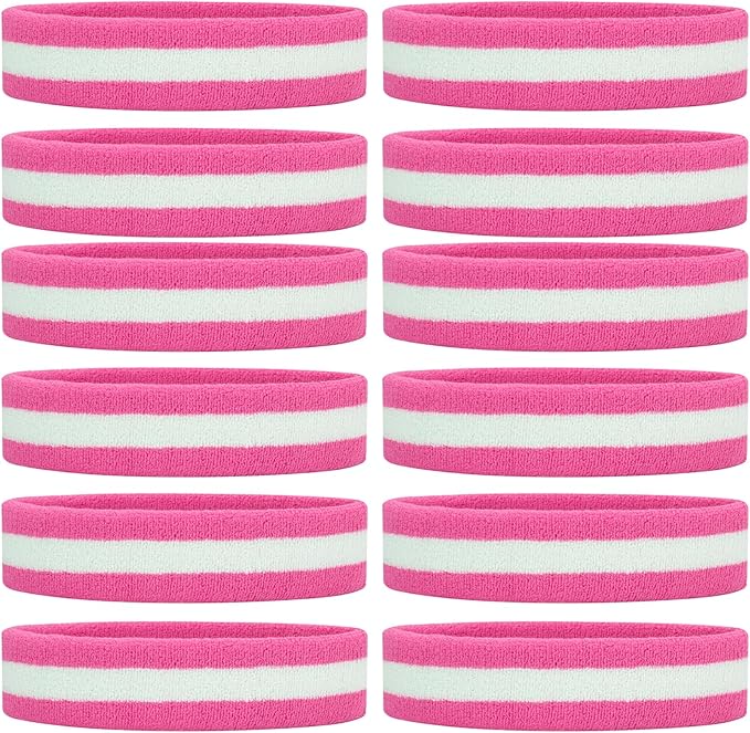 ONUPGO Sweatband Headbands for Men & Women -12PCS Sports Headbands Moisture Wicking Athletic Cotton Terry Cloth Headband for Tennis,Basketball,Football,Gym,Working Out