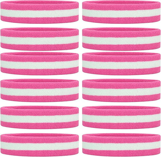 ONUPGO Sweatband Headbands for Men & Women -12PCS Sports Headbands Moisture Wicking Athletic Cotton Terry Cloth Headband for Tennis,Basketball,Football,Gym,Working Out
