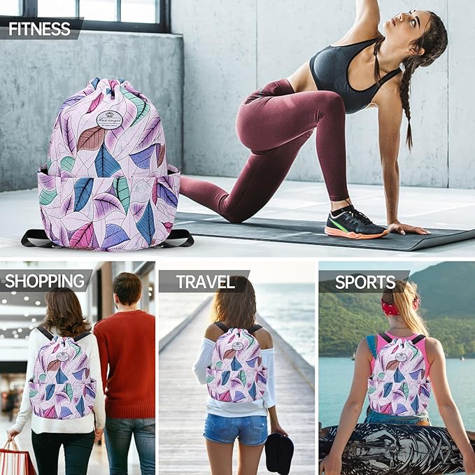 HUA ANGEL Drawstring Backpack Bag, Sport Gym Sackpack Lightweight Small Gym Bag for Men Women Pull String Sport Beach Bag