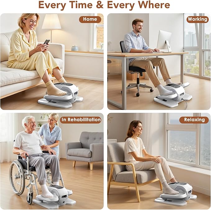 Under Desk Elliptical Exercise Machine, Mini Elliptical Leg Exerciser As Seen on TV, Electric Pedal Exerciser While Sitting for Seniors Adults, Elliptical Training Machines for Fitness with 12 Modes