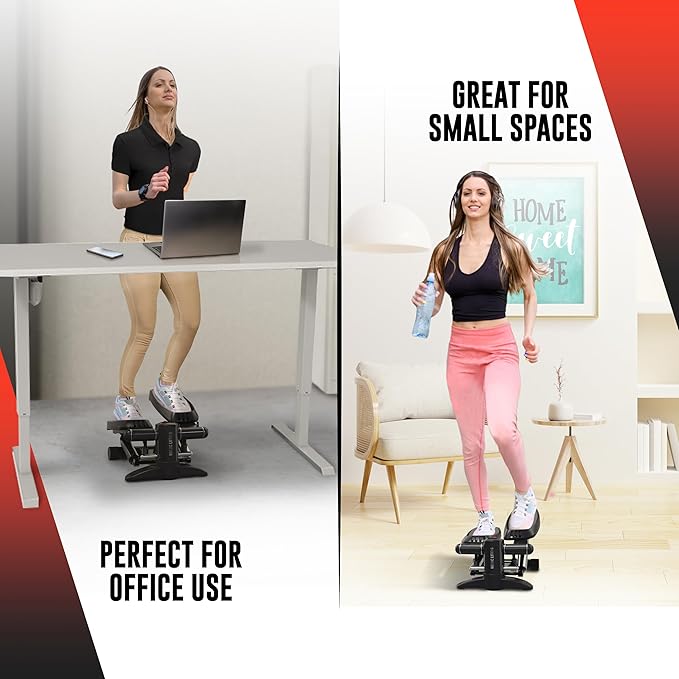 Nordic Lifting Mini Stepper Machine – Stair Climber w/Resistance Bands & LCD – Home Workout Stepper