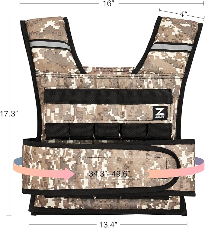 ZELUS 23lb|45lb Weighted Vest with Iron Weights for Exercise, Adjustable Weight Vest for Men, Workout Vest for Home Workouts Cardio Strength Training Weight Loss