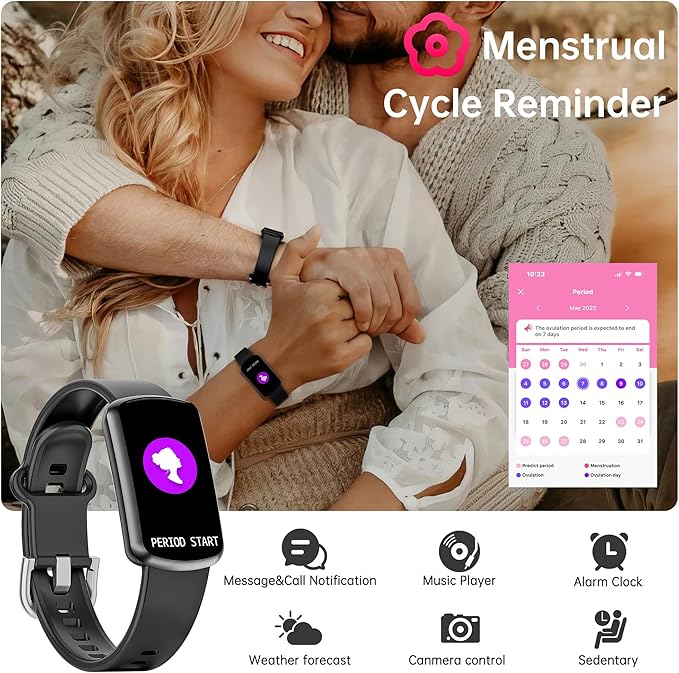 Health Fitness Tracker with 24/7 Heart Rate, Smart Watch with Blood Pressure and Blood Oxygen Monitor, Bulit-in 120+ Sport Mode, Sleep Tracking Waterproof Activity Tracker for Women Men (Black)