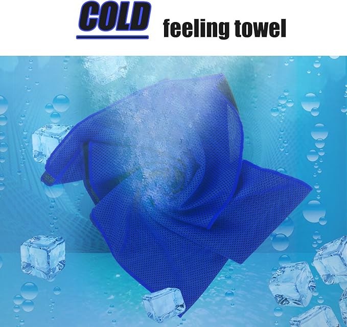 Biange Cooling Towel (Pack of 20, 40"x12") with Pouches for Sports, Workout, Fitness, Gym, Yoga, Golf, Pilates, Travel, Camping & More