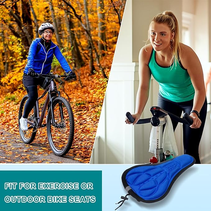 HARFINGTON Bike Seat Cover Bicycle Saddle Cushion with Drawstring Large Comfortable Gel Padded Oversized Paddle for Men Women