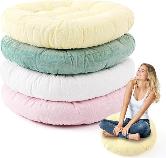 Jerify Floor Pillow Cushions 22 x 22 Inch Round Square Large Meditation Floor Pillow for Classroom Adult Meditation Picnic Party Cushion for Seating Gift Christmas(Round,Macaroon,4 Pcs)