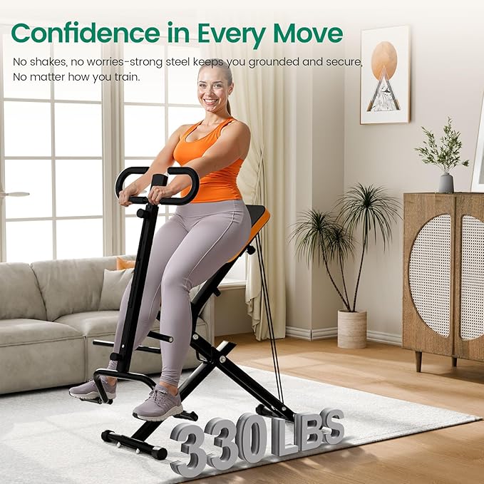 Deep Squat Machine for Women, 2 in 1 Foldable Squat Assist Trainer, 400 LB Weight Capacity, Easy Setup Exercise Equipment, Home Training Machine for Arm Ab Glute Leg Workout Black