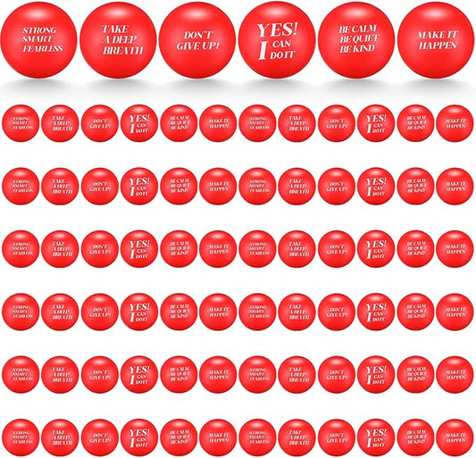 Jerify 72 Pcs Motivational Stress Balls Bulk Inspirational Stress Balls Colorful Foam for Adults Hand Exercise Small Therapy Fidget Relief Anxiety Toys for Coworkers Gifts Fidget(Red)