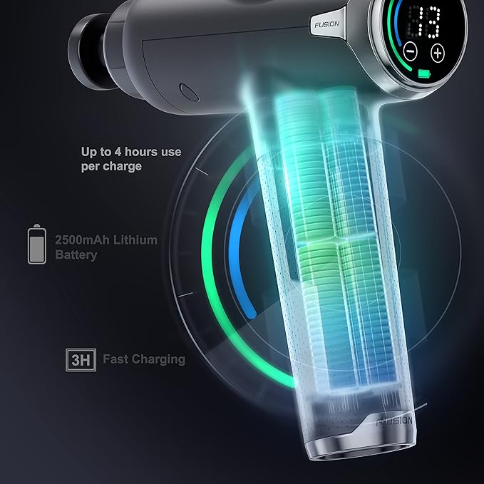 Fusion Black Pro Deep Tissue Massage Gun for Athletes - Percussion Massager for Pain Relief, Muscle Therapy and Relaxation