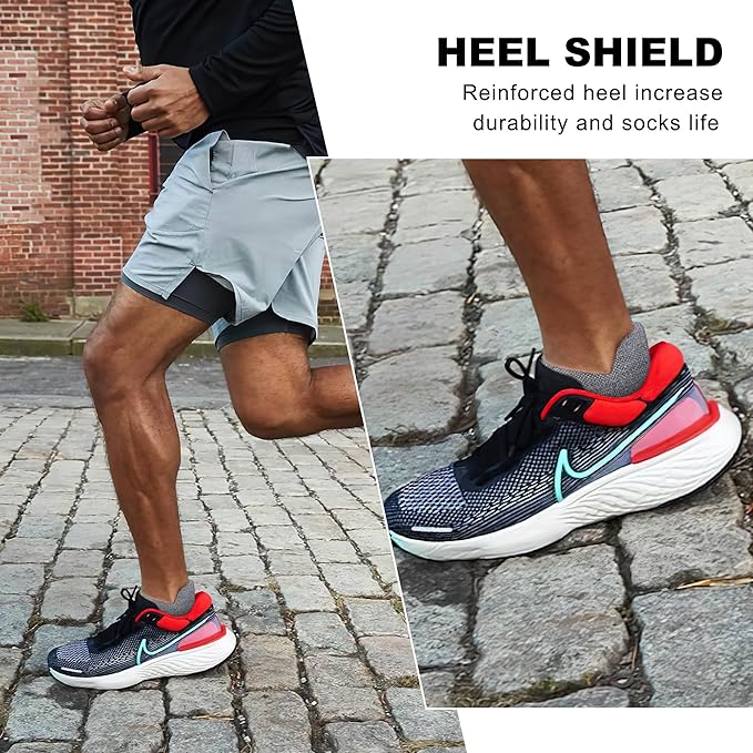 Gonii Men's Running Athletic Ankle Socks - Thick Cushioned Low Cut Socks (5 Pairs)