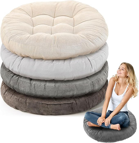 Jerify Floor Pillow Cushions 22 x 22 Inch Round Square Large Meditation Floor Pillow for Classroom Adult Meditation Picnic Party Cushion for Seating Gift Christmas(Round,Graded Grey,4 Pcs)