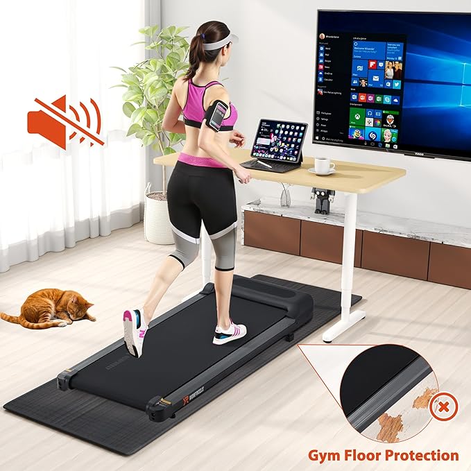 Foldable Walking Pad Mat, 68"x24" Treadmill Mat for Carpet Floors, Waterproof Non-Slip Home Gym Mat, Anti Vibration Exercise Equipment Mat