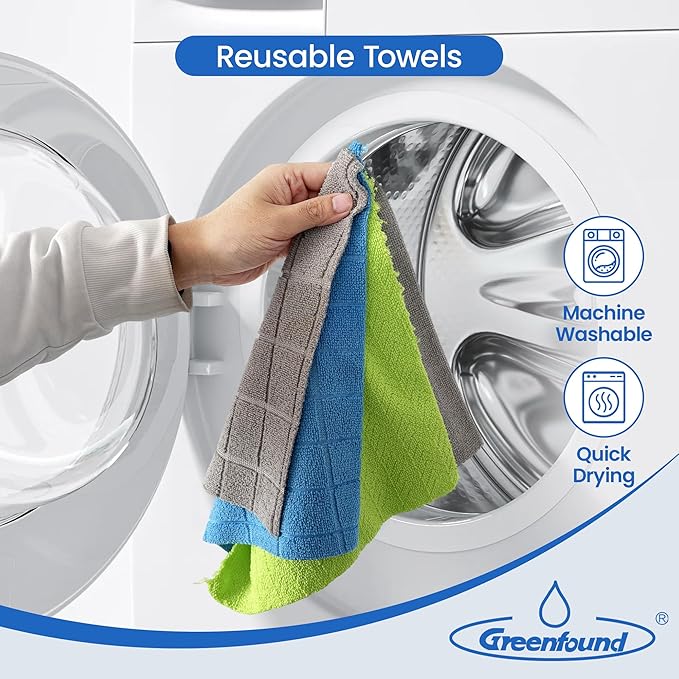 Greenfound Microfiber Cleaning Cloth Roll -80 Pack,Tear Away Towels for Car,Reusable Paper Towels Washable,Super Absorbent,Lint Free Cleaning Rags for House,Kitchen,Window-11.5"×11.5"(Check Grey)