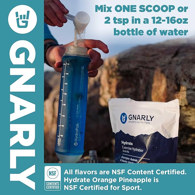 Gnarly Nutrition Hydrate Electrolyte Powder – Pina Colada Exercise Hydration Drink Mix – NSF Contents Certified – Electrolyte Solution, Performance & Recovery – Pina Colada, Box of 20 Stick Pack