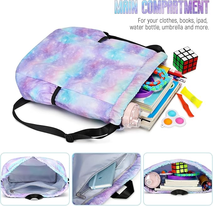 Gym Bag for Girls, Drawstring Sports Bag Lgihtweight Large Travel Coconut Tree Purple Clinch bag