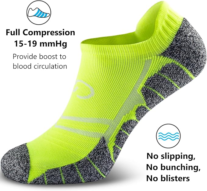 CWVLC No Show Sports Compression Socks for Men Women with Cushion (4/8 Pairs)