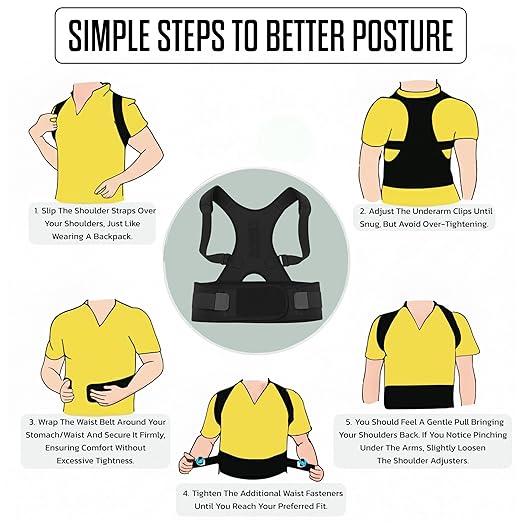 Full Back Posture Corrector for Women & Men –Adjustable back straightener posture corrector with Magnetic Therapy- Back brace for Spine, Neck & Upper Back Pain Relief - Posture Back Brace (M - 33.8” – 38.5”)