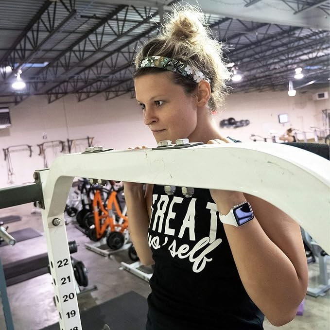 Sweaty Bands Womens Girls Headband - Non-Slip Velvet-Lined Floral Hairband - Bloominous Olive 1-Inch