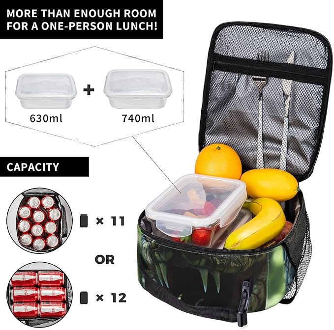 Insulated Lunch Box for Women Men, Snake Theme Lunch Box Reusable Portable Lunch Bag Cooler Tote Waterproof Lunch Container for Office Picnic Work Travel Hiking
