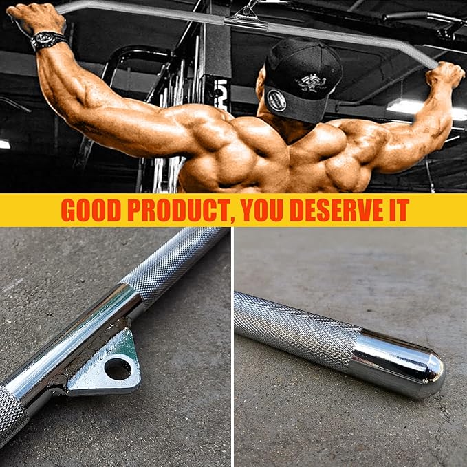 Cable Machine Lat Pulldown Attachments - 29/39/48 Inch Wide Grip Bar with Non-slip Handle for Home Gym Tricep Training