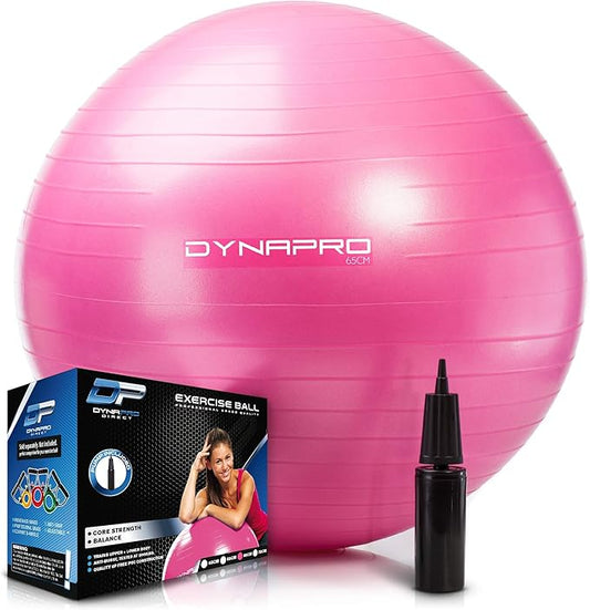 DYNAPRO Exercise Ball Extra Thick Eco-Friendly & Anti-Burst Material Supports over 2200lbs, Stability Ball for Home, Yoga, Gym, Birthing, Physio, Swiss, Physical Therapy or Pregnancy