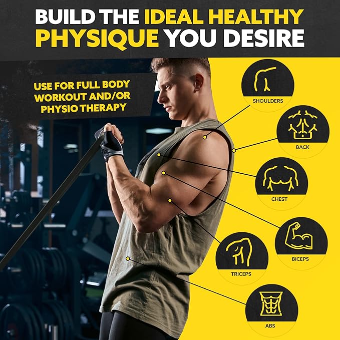 Long Resistance Bands for Working Out Men and Women - Set of 5 Pull-Up Bands, Rubber Handles and Door Anchor - Workout Bands Resistance for Men - Exercise Bands Resistance Bands Set