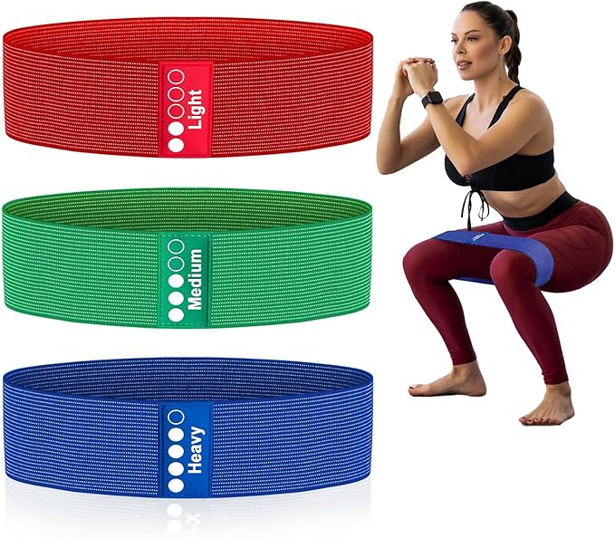 Resistance Bands for Working Out - Exercise Bands Set with Workout Guide - Fabric Elastic Bands for Physical Therapy - Fitness Bands Ideal for Legs Hip Glute