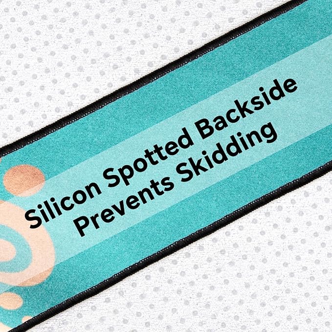 Colorful Star Large Yoga Mat Towel with Corner Pockets, Non Slip Grip Dots Absorbent Hot Yoga Towels, Yoga Blankets with Travel Bag, Mat Cover for Workout, Gym, Fitness - 74"x26", Turquoise Mandala