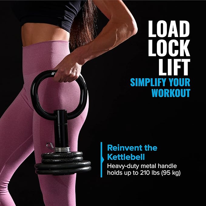 NewMe Fitness Adjustable Kettlebell Handle for Strength Training Kettlebells for Weight Plates - Home or Gym Workout- Ergonomic Design for a Comfortable, Non-Slip Grip