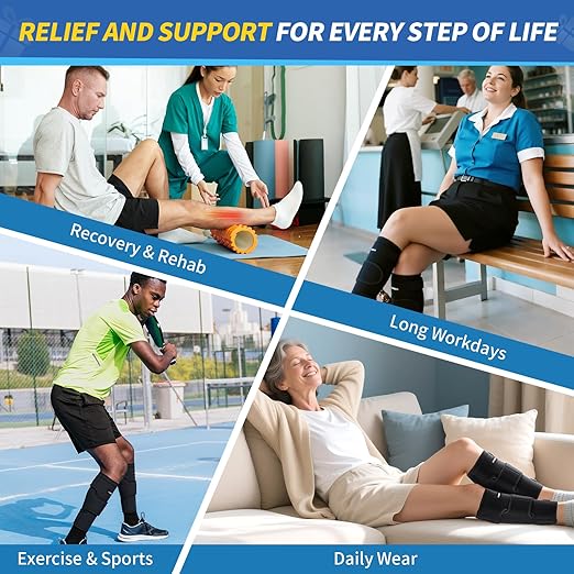 CAMBIVO Calf Brace for Torn Muscle, 2 Pack Adjustable Neoprene Compression Wrap Support for Shin Splints, Strain, Leg Pain (Black, Medium)