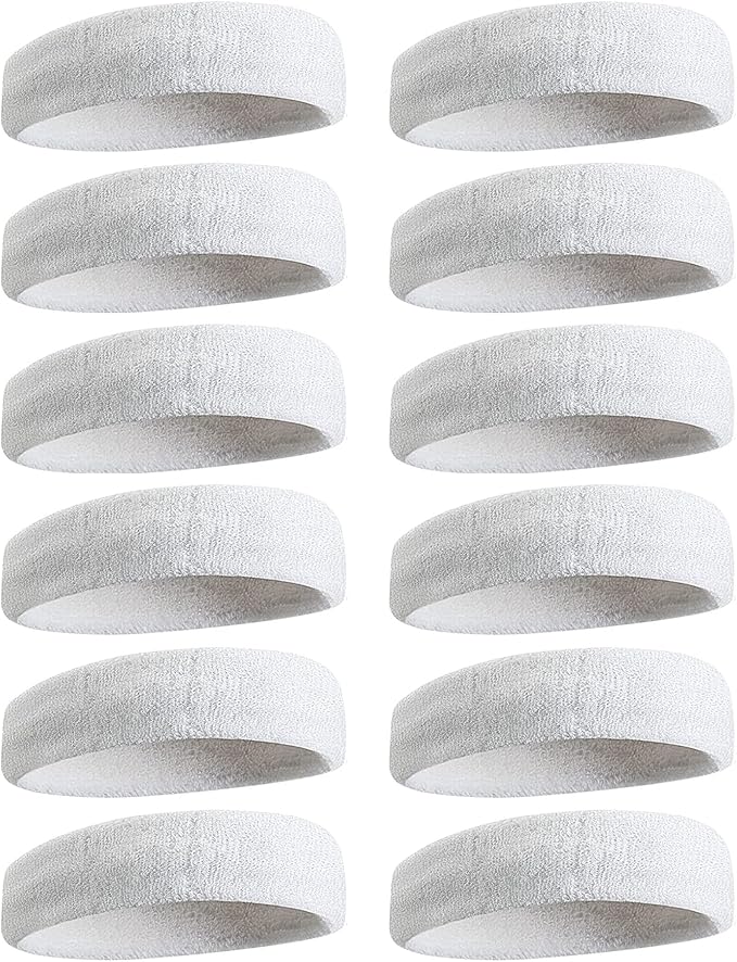 Sweatbands Sports Headband for Men & Women, Moisture Wicking Hairband Athletic Towel Headbands Cotton Head Sweat Bands for Running, Cycling, Yoga, Spa