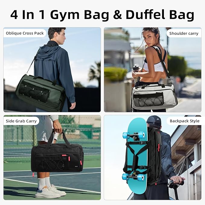 CLUCI Gym Bag for Men & Women, 35L Sports Duffle Bag for Travel,4 in 1 Weekender Bag,Overnight Backpack with Shoe Compartment,Carry on Duffel Bag for Airplane