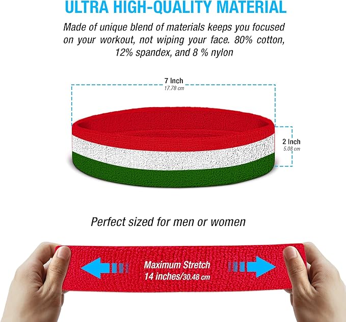 Suddora Striped Sweatband Set, Moisture Wicking 2 Wristbands and 1 Headband, Breathable Athletic Sweat Bands for Sports, Costumes & Cosplay, Matching Bands to Wear with Jersey