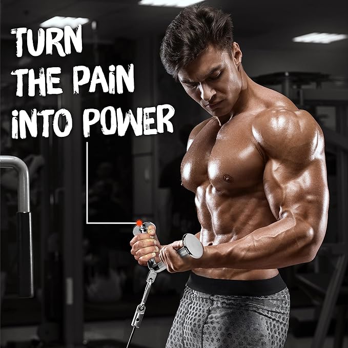 Yes4All Cable Machine Attachment, Row Handles, Tricep Rope, Straight Bar, V Bar, LAT Pulldown Accessories Load 880 LB for Home Gym